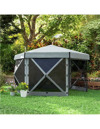 Outsunny 3 x 3(m) Hexagon Pop Up Gazebo with 5 Sides and Carry Bag, Waterproof, UV Resistant Party Tent Instant Event Shelter wi