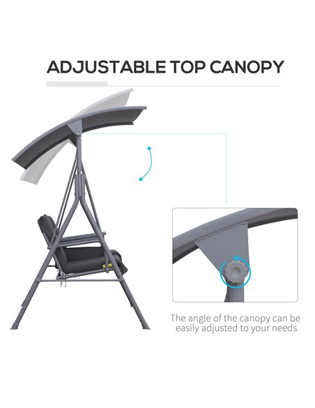 Outsunny Steel Frame 2-Seater  Swing Chair w/ Table Grey - pic 11930 | FastDaddyshop