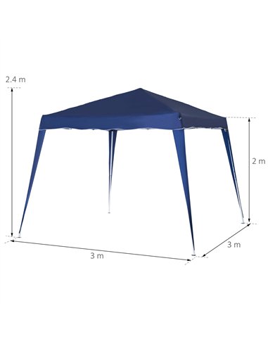 Outsunny 3 M x 3 M Base/ 2.5 M x 2.5 M Top Pop Up Gazebo with Carry Bag, Height Adjustable Slant Leg Party Tent Instant Event Sh