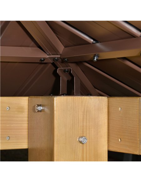 Outsunny 3x(3)M Outdoor Hardtop Gazebo Canopy with 2-Tier Roof and Solid Wood Frame, Outdoor Patio Shelter for Patio, Garden, Br - pic 119315 | FastDaddyshop