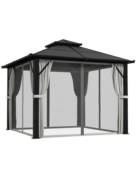 Outsunny 3 x 3(m) Hardtop Gazebo Canopy with UPF30+ Double Polycarbonate Roof, Aluminium Frame Garden Gazebo Permanent Pavilion  - pic 119316 | FastDaddyshop