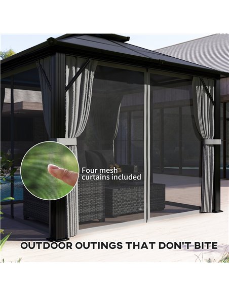 Outsunny 3 x 3(m) Hardtop Gazebo Canopy with UPF30+ Double Polycarbonate Roof, Aluminium Frame Garden Gazebo Permanent Pavilion  - pic 119322 | FastDaddyshop