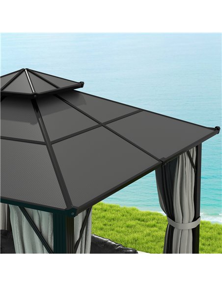 Outsunny 3 x 3(m) Hardtop Gazebo Canopy with UPF30+ Double Polycarbonate Roof, Aluminium Frame Garden Gazebo Permanent Pavilion  - pic 119324 | FastDaddyshop