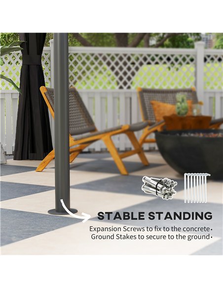 Outsunny 3 x 3 (m) Outdoor Polycarbonate Gazebo, Double Roof Hard Top Gazebo with Galvanised Steel Frame, Nettings & Curtains fo - pic 119331 | FastDaddyshop
