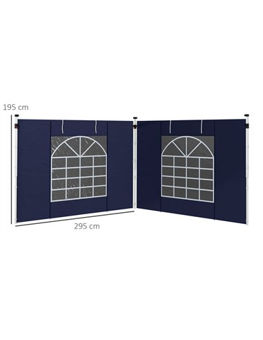 Outsunny Set of Two 195 x 295cm Replacement Gazebo Side Walls - Blue