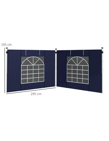 Outsunny Set of Two 195 x 295cm Replacement Gazebo Side Walls - Blue - pic 119336 | FastDaddyshop