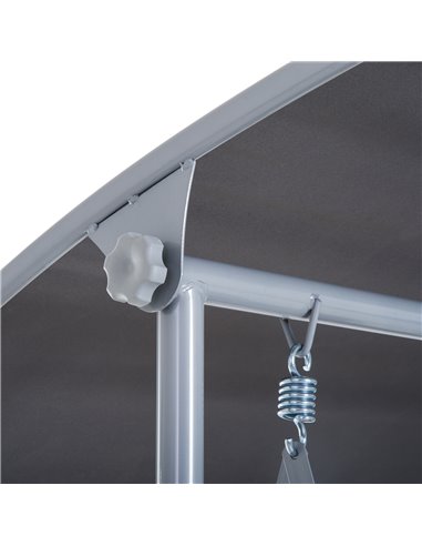 Outsunny Steel Frame 2-Seater  Swing Chair w/ Table Grey
