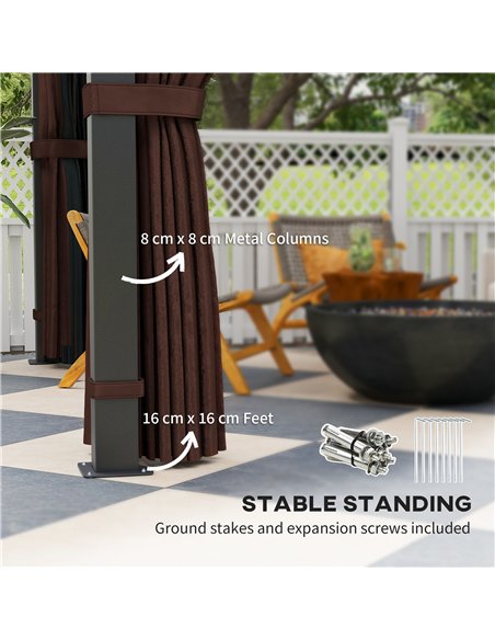 Outsunny 3 x 3(m) Hardtop Gazebo Canopy with 7mm Double Polycarbonate Roof, Garden Gazebo Permanent Pavilion with Mosquito Netti - pic 119347 | FastDaddyshop