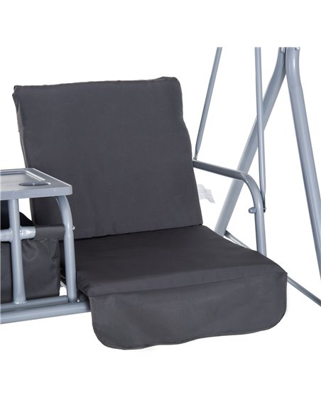 Outsunny Steel Frame 2-Seater  Swing Chair w/ Table Grey - pic 11935 | FastDaddyshop