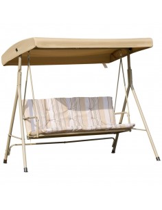 Outsunny 3 Seater Garden Swing Chair with Tilting Canopy, Removable Cushion, Brown
