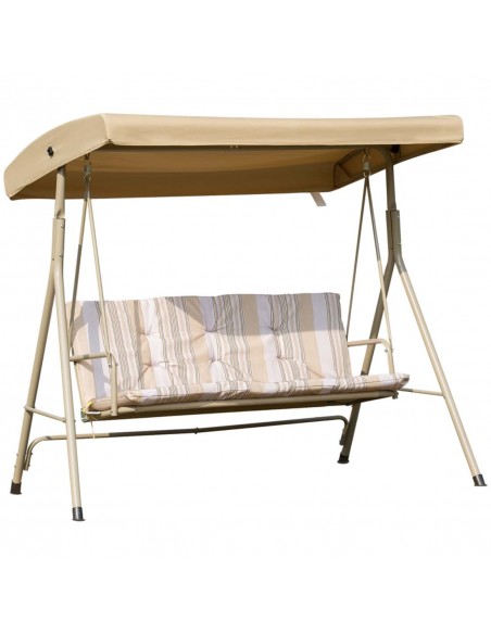 Outsunny 3 Seater Garden Swing Chair with Tilting Canopy, Removable Cushion, Brown - pic 11937 | FastDaddyshop
