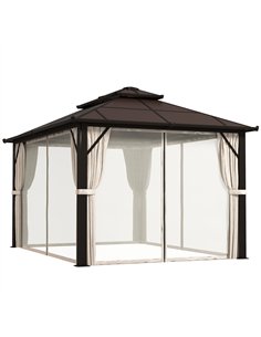 Outsunny 3 x 4m Hardtop Gazebo Canopy with UPF30+ Double Polycarbonate Roof, Aluminium Frame Garden Gazebo Permanent Pavilion wi