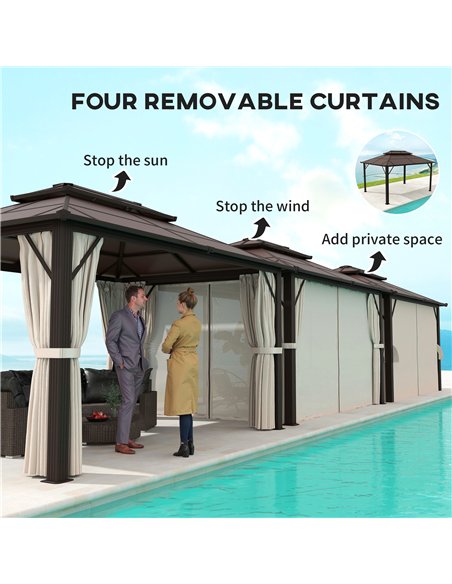 Outsunny 3 x 4m Hardtop Gazebo Canopy with UPF30+ Double Polycarbonate Roof, Aluminium Frame Garden Gazebo Permanent Pavilion wi - pic 119393 | FastDaddyshop
