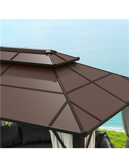 Outsunny 3 x 4m Hardtop Gazebo Canopy with UPF30+ Double Polycarbonate Roof, Aluminium Frame Garden Gazebo Permanent Pavilion wi - pic 119395 | FastDaddyshop