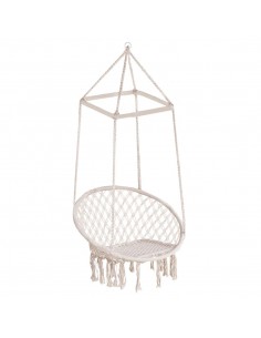 Outsunny Indoor Outdoor Hammock Macrame Swing Chair, Beige