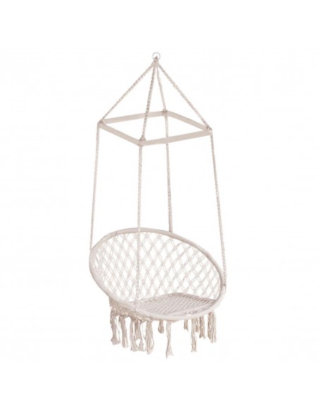 Outsunny Indoor Outdoor Hammock Macrame Swing Chair, Beige - pic 11940 | FastDaddyshop