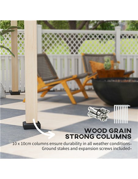 Outsunny 3 x 3 m Decorative Metal Gazebo - Black/Wood-Effect - pic 119401 | FastDaddyshop