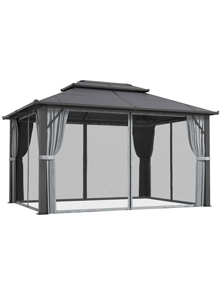 Outsunny 3 x 4m Hardtop Gazebo Canopy with UPF30+ Double Polycarbonate Roof, Aluminium Frame Garden Gazebo Permanent Pavilion wi - pic 119406 | FastDaddyshop