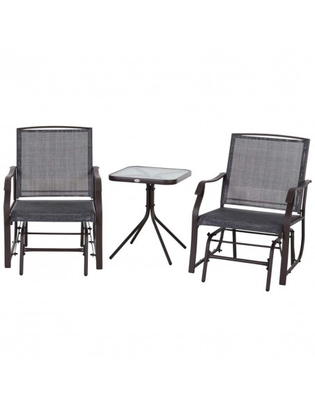 Outsunny Outdoor Table and 2 Swing Chairs Set, Grey - pic 11941 | FastDaddyshop