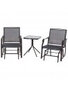 Outsunny Outdoor Table and 2 Swing Chairs Set, Grey