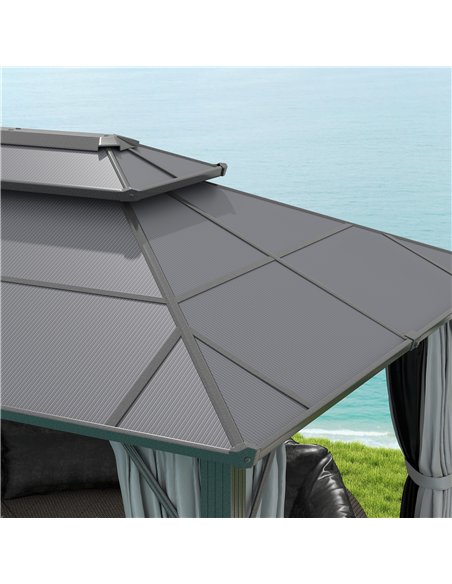 Outsunny 3 x 4m Hardtop Gazebo Canopy with UPF30+ Double Polycarbonate Roof, Aluminium Frame Garden Gazebo Permanent Pavilion wi - pic 119414 | FastDaddyshop
