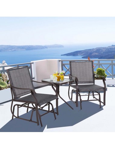 Outsunny Outdoor Table and 2 Swing Chairs Set, Grey
