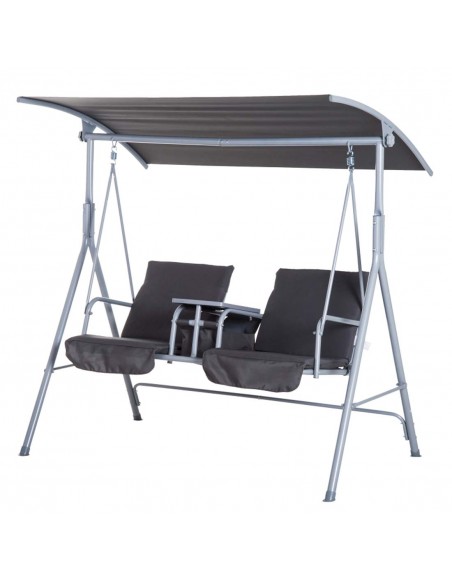 Outsunny Steel Frame 2-Seater Swing Chair with Table, Grey - pic 11943 | FastDaddyshop