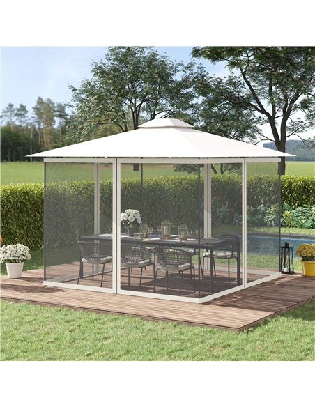 Outsunny 302 x 207cm Universal Replacement Mesh Sidewall Netting for Gazebos and Canopy Tents, (Sidewall Only) White - pic 119434 | FastDaddyshop