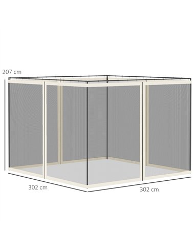Outsunny 302 x 207cm Universal Replacement Mesh Sidewall Netting for Gazebos and Canopy Tents, (Sidewall Only) White