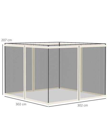Outsunny 302 x 207cm Universal Replacement Mesh Sidewall Netting for Gazebos and Canopy Tents, (Sidewall Only) White - pic 119435 | FastDaddyshop