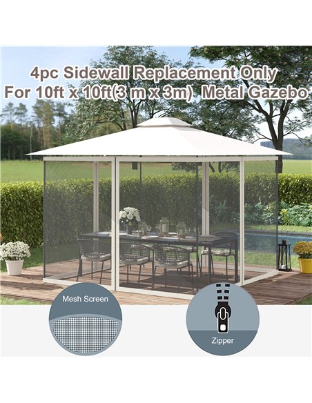 Outsunny 302 x 207cm Universal Replacement Mesh Sidewall Netting for Gazebos and Canopy Tents, (Sidewall Only) White - pic 119436 | FastDaddyshop