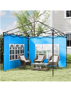 Outsunny Set of Two 3 x 3(m) Gazebo Frame Replacement Walls - Blue 2
