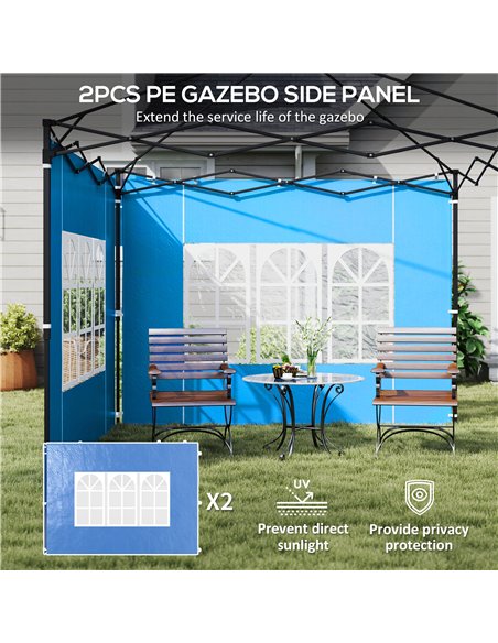 Outsunny Set of Two 3 x 3(m) Gazebo Frame Replacement Walls - Blue - pic 119463 | FastDaddyshop
