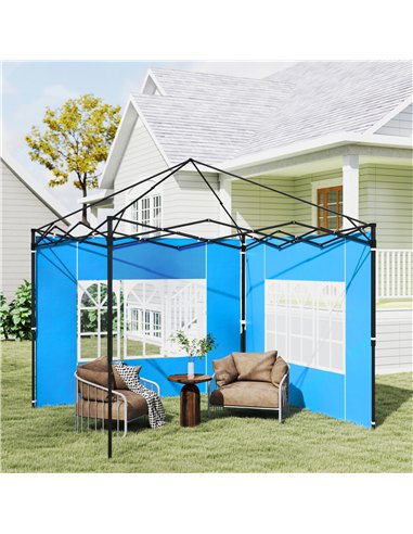Outsunny Set of Two 3 x 3(m) Gazebo Frame Replacement Walls - Blue