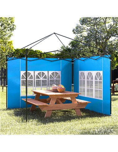 Outsunny Set of Two 3 x 3(m) Gazebo Frame Replacement Walls - Blue