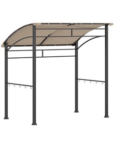 Outsunny 2.2 x 1.5 m BBQ Grill Gazebo Tent, Garden Grill with Metal Frame, Curved Canopy and 10 Hooks, Outdoor Sun Shade, Khaki