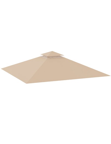 Outsunny 3x3(m) Replacement Gazebo Canopy, Double Tier Roof Top for Garden, Patio, Outdoor, Khaki (TOP ONLY) - pic 119487 | FastDaddyshop