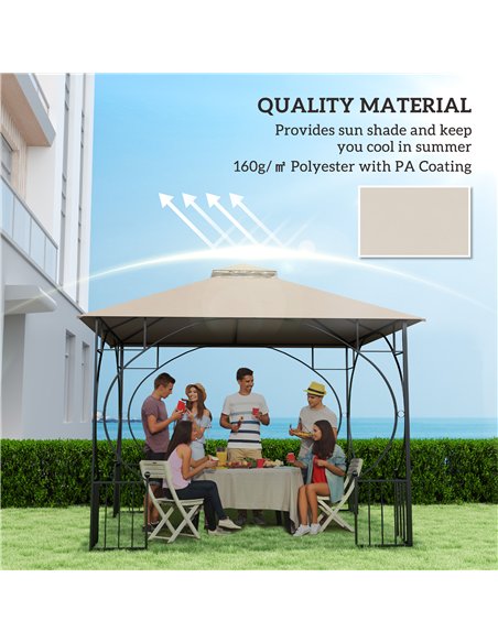 Outsunny 3x3(m) Replacement Gazebo Canopy, Double Tier Roof Top for Garden, Patio, Outdoor, Khaki (TOP ONLY) - pic 119490 | FastDaddyshop