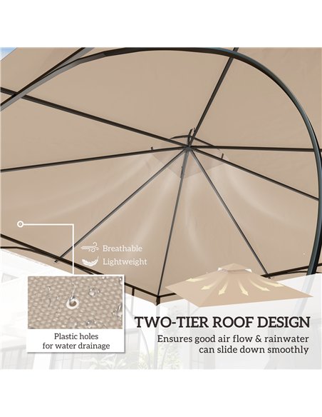 Outsunny 3x3(m) Replacement Gazebo Canopy, Double Tier Roof Top for Garden, Patio, Outdoor, Khaki (TOP ONLY) - pic 119492 | FastDaddyshop