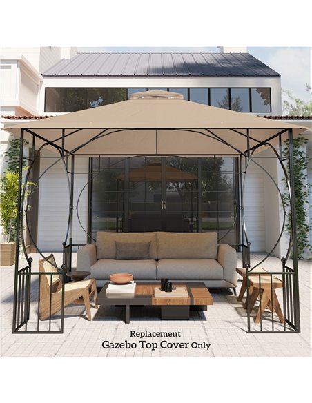 Outsunny 3x3(m) Replacement Gazebo Canopy, Double Tier Roof Top for Garden, Patio, Outdoor, Khaki (TOP ONLY) - pic 119494 | FastDaddyshop