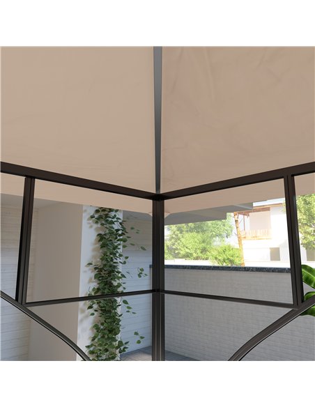 Outsunny 3x3(m) Replacement Gazebo Canopy, Double Tier Roof Top for Garden, Patio, Outdoor, Khaki (TOP ONLY) - pic 119495 | FastDaddyshop