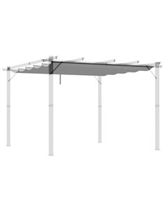 Outsunny Retractable Pergola Shade Cover, Replacement Canopy Fabric for 3 x 3 (m) Pergola, Gazebo Retractable Roof, Light Grey