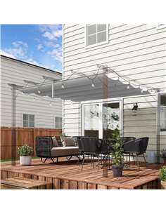 Outsunny Retractable Pergola Shade Cover, Replacement Canopy Fabric for 3 x 3 (m) Pergola, Gazebo Retractable Roof, Light Grey 2