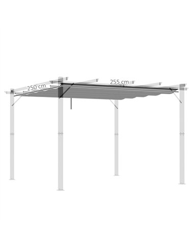 Outsunny Retractable Pergola Shade Cover, Replacement Canopy Fabric for 3 x 3 (m) Pergola, Gazebo Retractable Roof, Light Grey