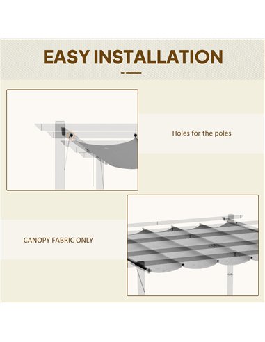 Outsunny Retractable Pergola Shade Cover, Replacement Canopy Fabric for 3 x 3 (m) Pergola, Gazebo Retractable Roof, Light Grey