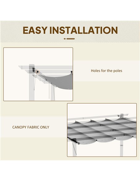 Outsunny Retractable Pergola Shade Cover, Replacement Canopy Fabric for 3 x 3 (m) Pergola, Gazebo Retractable Roof, Light Grey - pic 119501 | FastDaddyshop