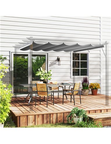 Outsunny Retractable Pergola Shade Cover, Replacement Canopy Fabric for 3 x 3 (m) Pergola, Gazebo Retractable Roof, Light Grey