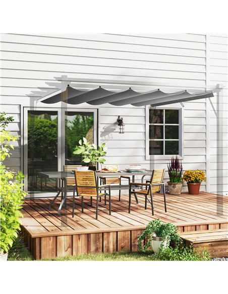 Outsunny Retractable Pergola Shade Cover, Replacement Canopy Fabric for 3 x 3 (m) Pergola, Gazebo Retractable Roof, Light Grey - pic 119502 | FastDaddyshop