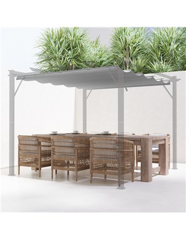 Outsunny Retractable Pergola Shade Cover, Replacement Canopy Fabric for 3 x 3 (m) Pergola, Gazebo Retractable Roof, Light Grey
