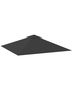 Outsunny 3x3(m) Replacement Gazebo Canopy, Double Tier Roof Top for Garden, Patio, Outdoor, Black (TOP ONLY)